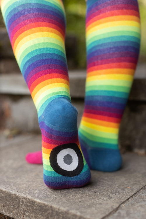 Rainbow Stripe Knee High Toe Socks
