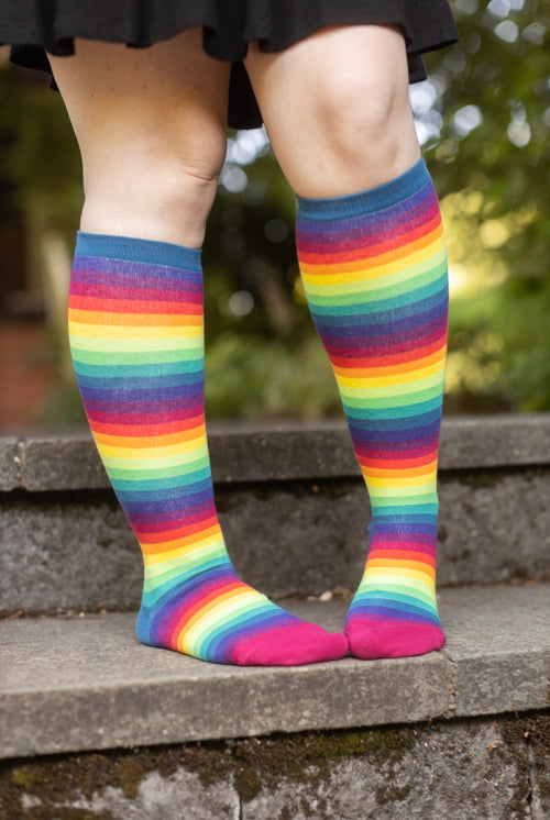 Rainbow Gradient Stripe Knee High