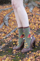 Forest Mushrooms Crew - Heather Green - Medium