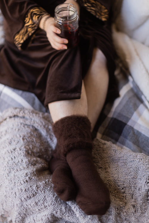 New Zealand Bed Socks - Chocolate