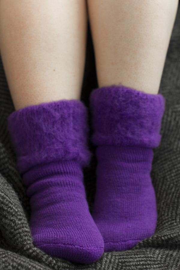 New Zealand Bed Socks with Star Treads - Purple