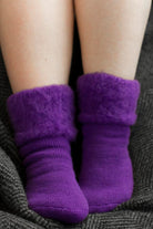New Zealand Bed Socks with Star Treads - Purple