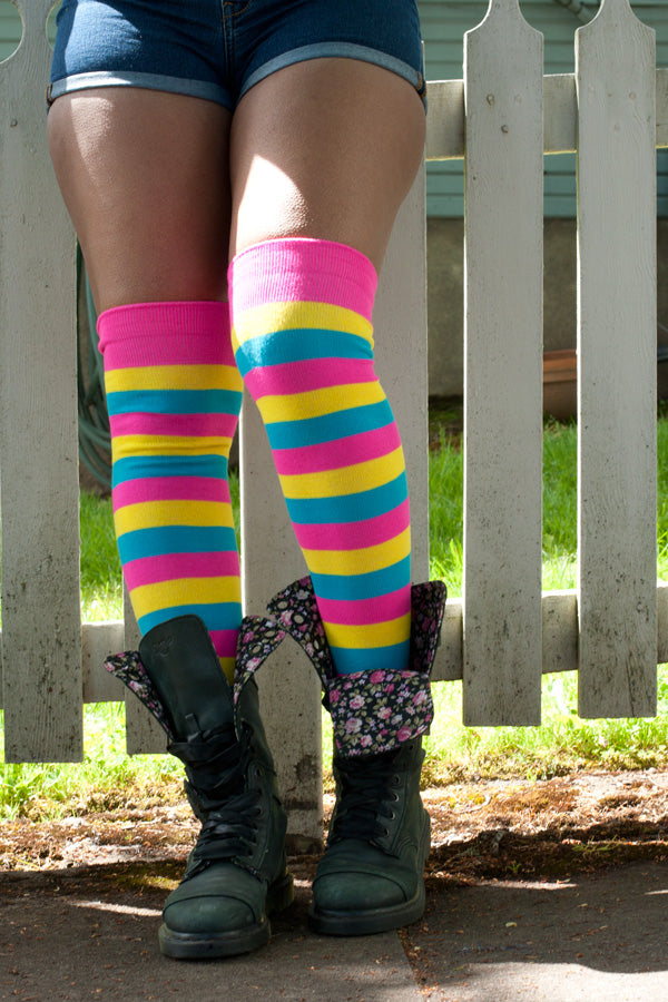 Original Pride Thigh High Socks - Pansexual