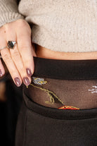 Platino Floral Tights waistband closeup