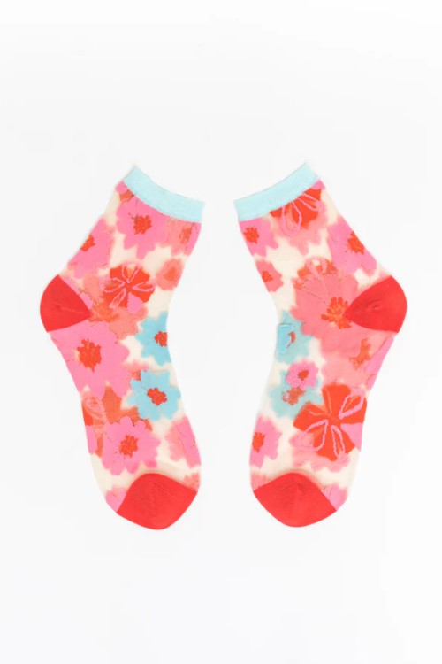 Ribbon Roses Sheer Ankle Sock