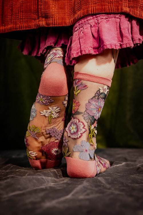 Dark Florals Sheer Crew