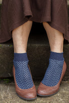 Shorty Chevron Anklet - Dark Denim and light blue