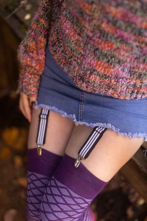 Extra Long Double Grip Clips - Black with White Stripes