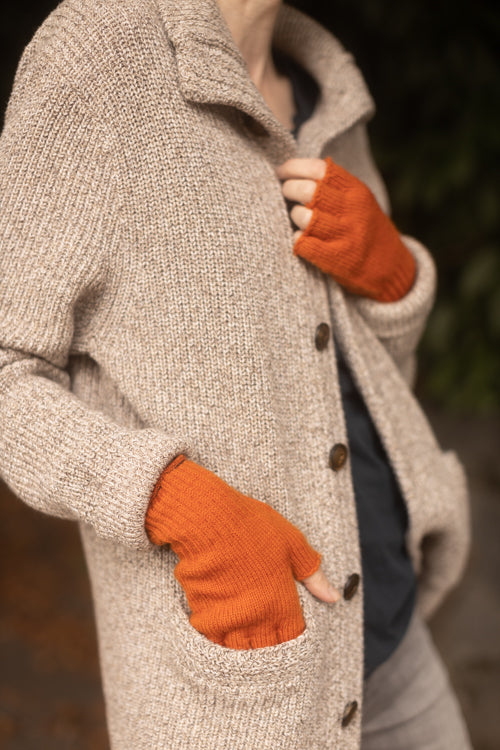 Wool Fingerless Gloves - Pumpkin