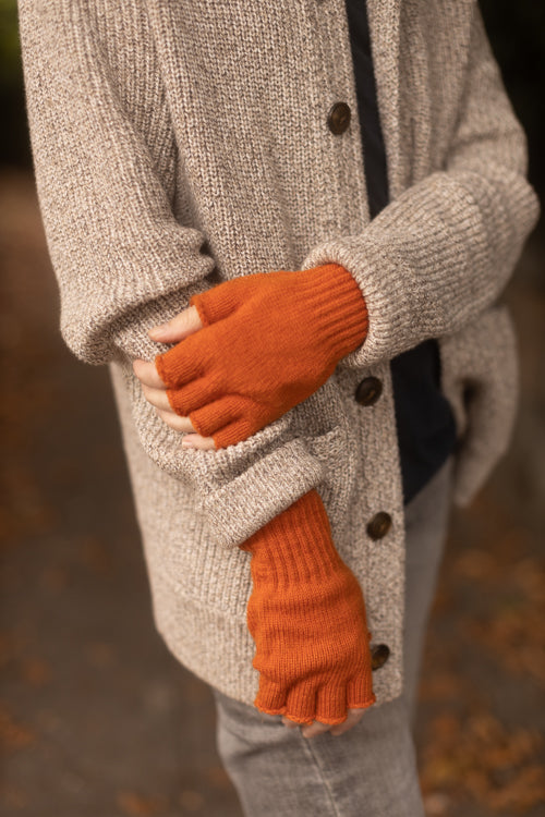 Wool Fingerless Gloves - Pumpkin