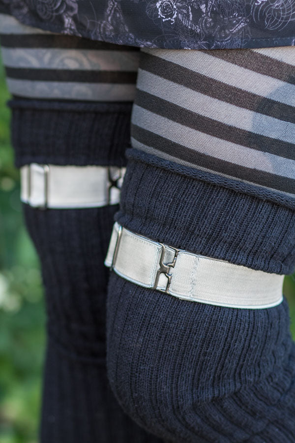 Simply Adjustable Metallic Sock Garters - Silver