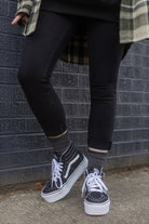 Bamboo Roll Top Crew - Charcoal