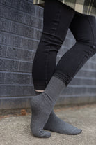 Bamboo Roll Top Crew - Charcoal