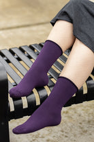 Bamboo Roll Top Crew - Purple