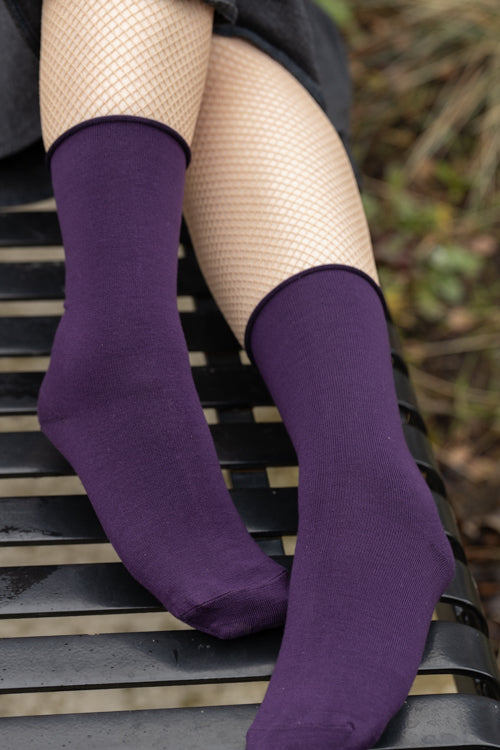 Bamboo Roll Top Crew - Purple