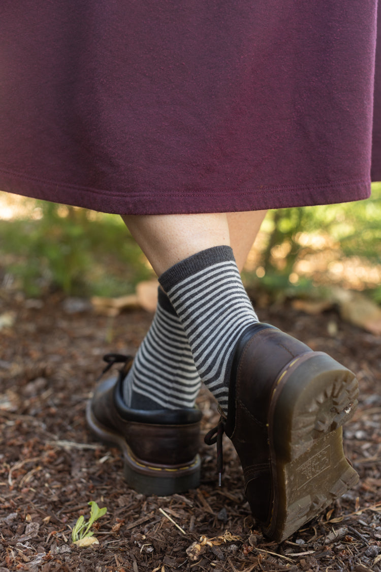 Sailor Stripe Mini Crew - Charcoal Heather
