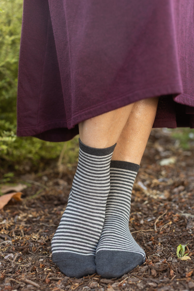 Sailor Stripe Mini Crew - Charcoal Heather