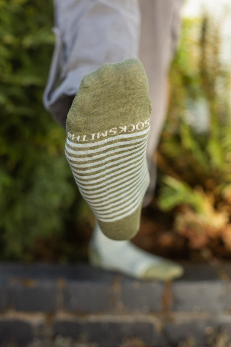 Sailor Stripe Mini Crew - Green Heather