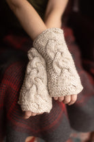 Rustic Cable Wool Arm Warmers - Beige