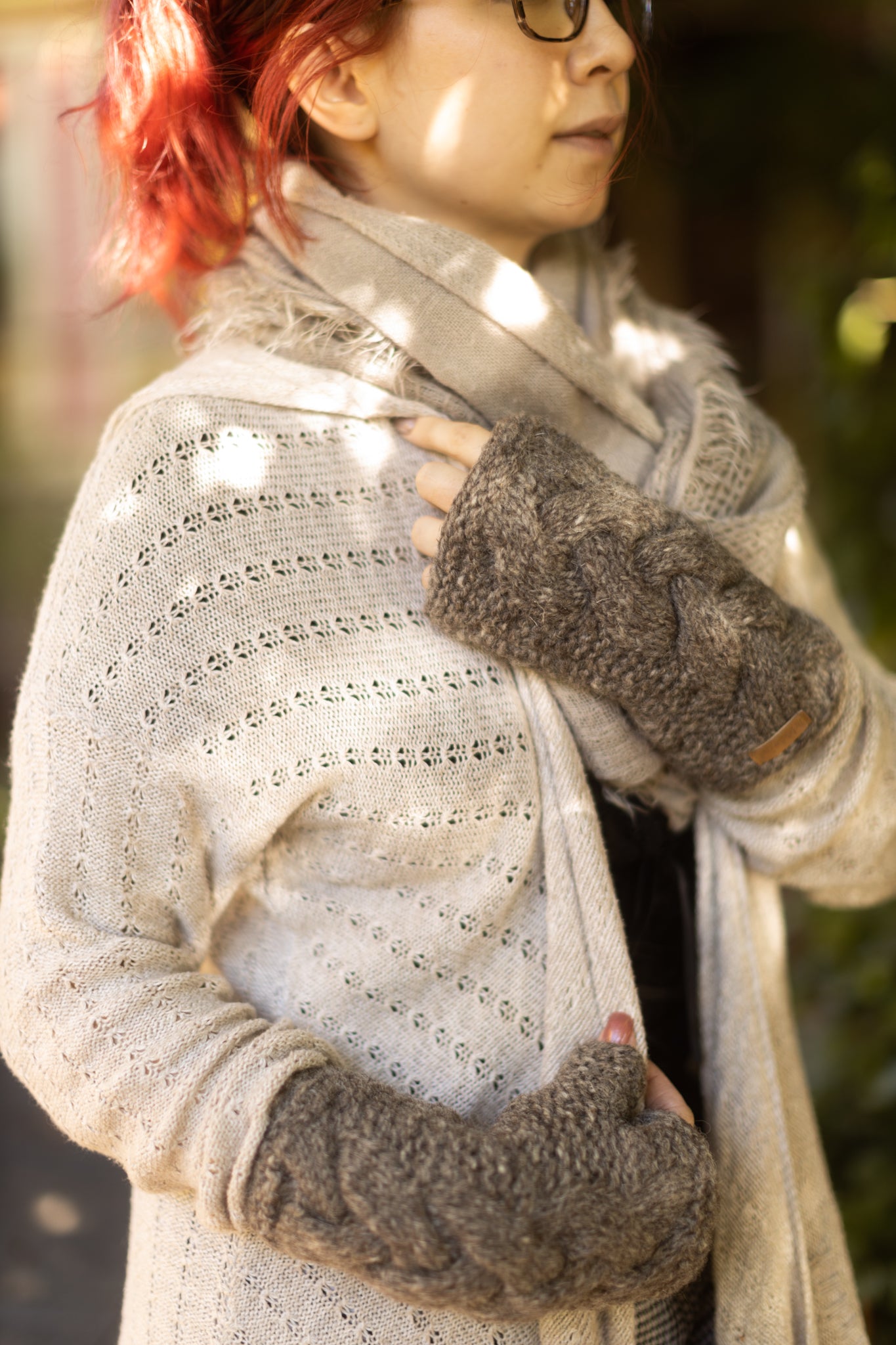 Rustic Cable Wool Arm Warmers