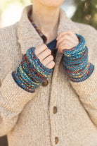 Short Slinky Wool Hand Warmers - Blue