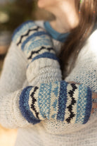 Geometric Wool Arm Warmers - Blue