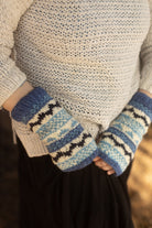 Geometric Wool Arm Warmers - Blue