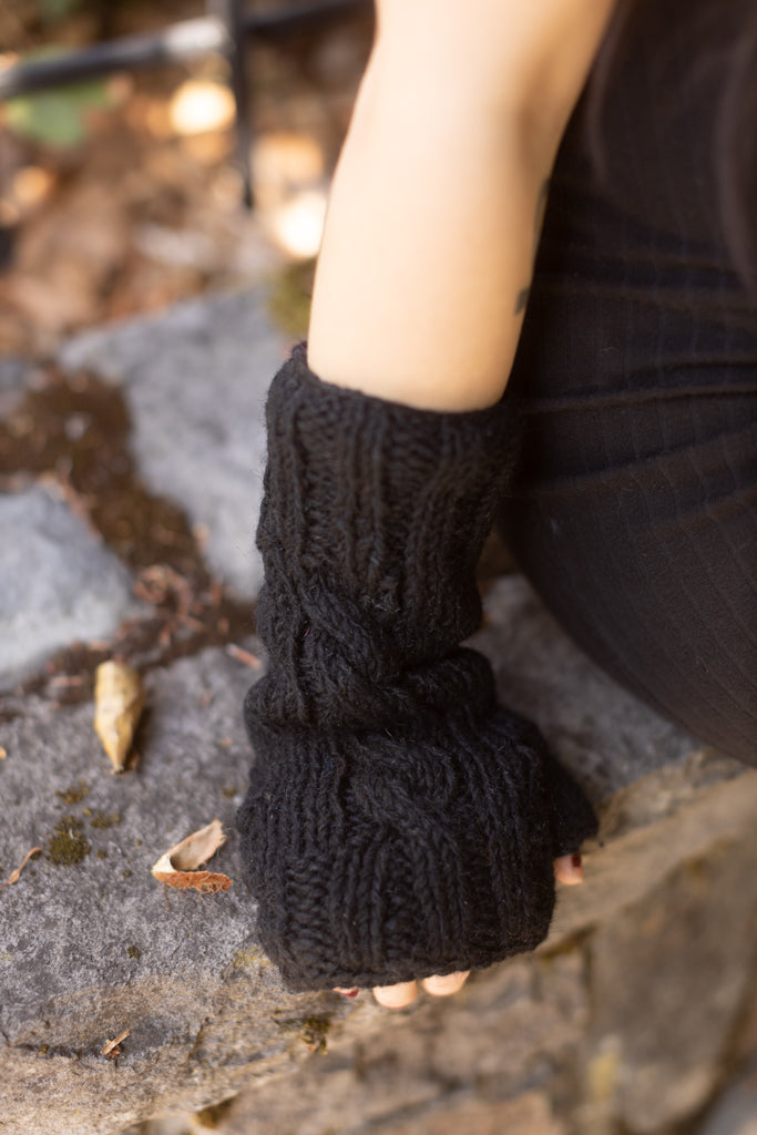 Cable Knit Wool Arm Warmers