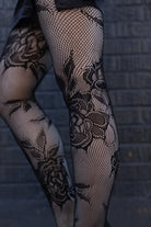 Cervia Floral Fishnet Tights - Black Nero