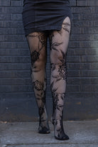Cervia Floral Fishnet Tights - Black Nero