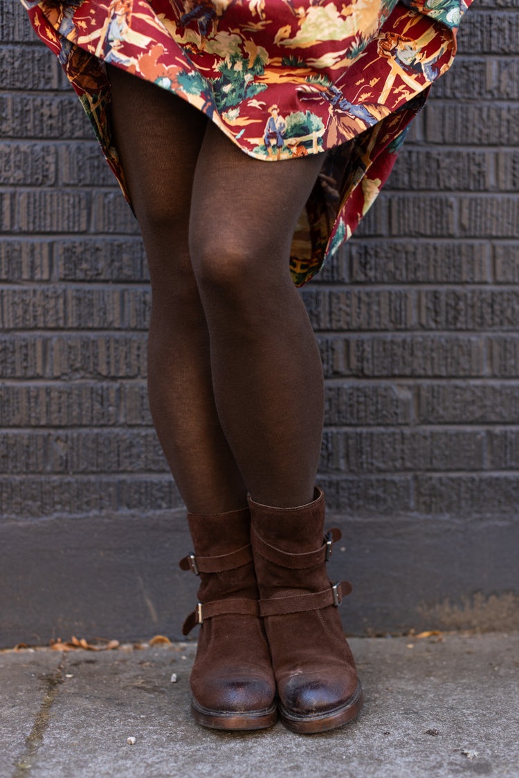Wilma Cotton Tights - Brown Marrone