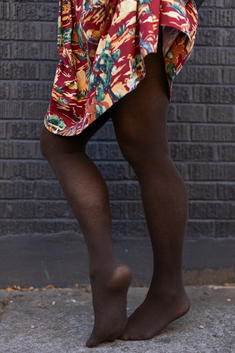 Wilma Cotton Tights - Brown Marrone