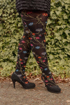 Platino Floral Tights with colorful flowers