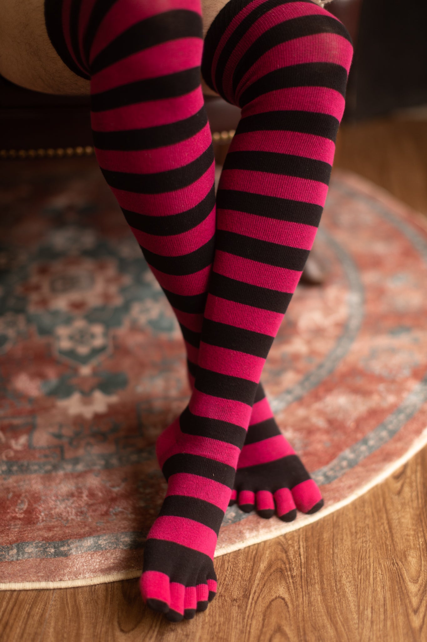 Striped Over the Knee Toe Socks
