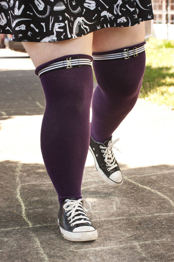 Roll Top Extraordinary Thigh High - Plum