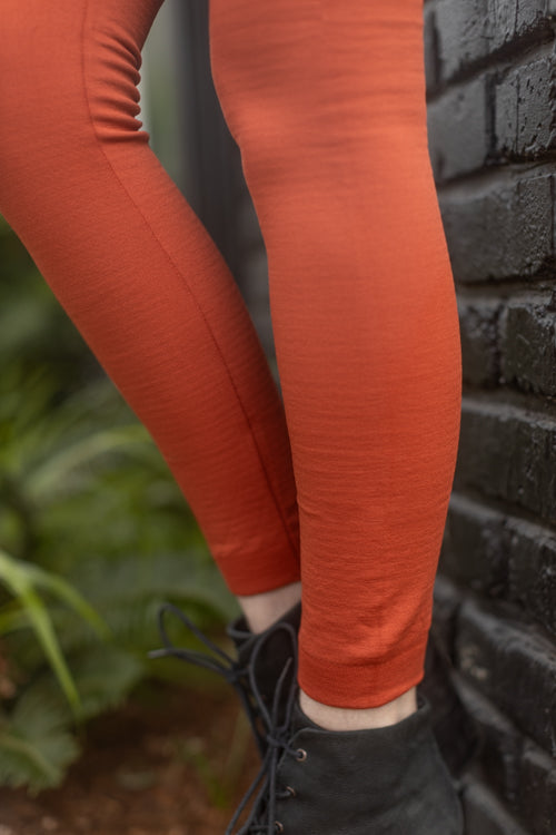 High Waisted Fleece Lined Leggings - copper
