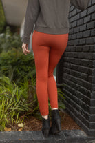 High Waisted Fleece Lined Leggings - copper