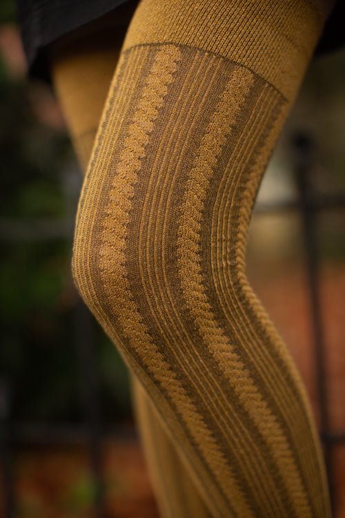 Mustard cable knit tights best sale