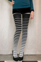 XL Foot Longer Gradient Striped Extraordinary Socks - Black/Sweet Cream
