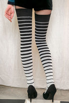 XL Foot Longer Gradient Striped Extraordinary Socks - Black/Sweet Cream