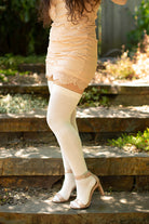 Vertical Lines Thigh High - Sweet Cream