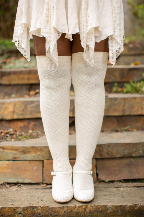 Organic Faceted Extraordinary Thigh High - Selenite - Cream