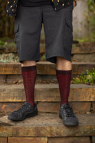 B Chevron Crew Socks - Black/Red