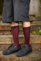B Chevron Crew Socks - Black/Red