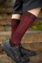 B Chevron Crew Socks - Black/Red