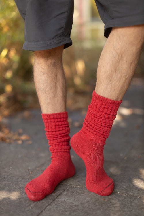 Cotton Slouch Socks - red