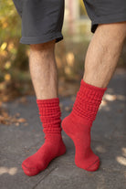 Cotton Slouch Socks - red