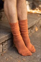 Cotton Slouch Socks - rust