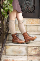 Diamond Rib Knee Socks - Tan