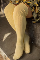 M45 Ribbed Thigh High with Roll Top - Daffodil